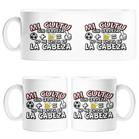 Taza Mi Cultu sin Cerveza no me entra en la cabeza