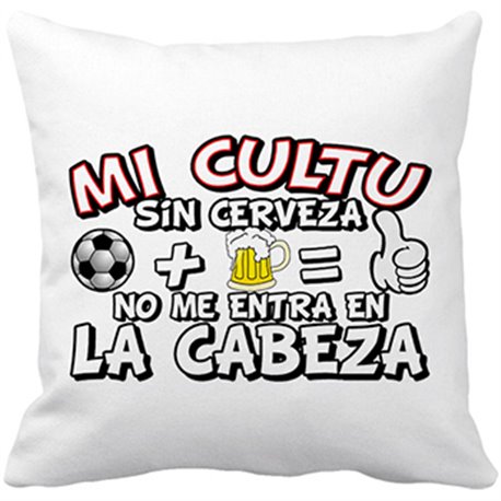 Cojín con relleno Mi Cultu sin Cerveza no me entra en la cabeza