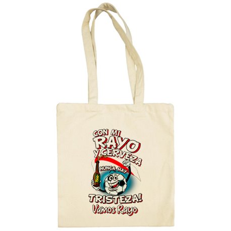 Bolsa de tela frase con mi Rayo y cerveza nunca hay tristeza Vallecas fútbol