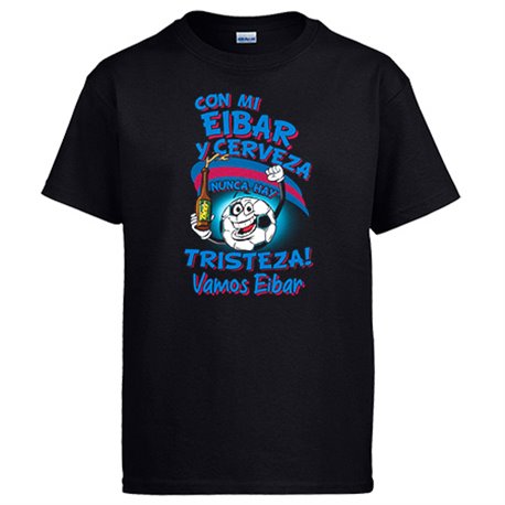 Camiseta frase con mi Eibar y cerveza nunca hay tristeza para aficionado al fútbol