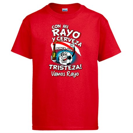 Camiseta frase con mi Rayo y cerveza nunca hay tristeza Vallecas fútbol