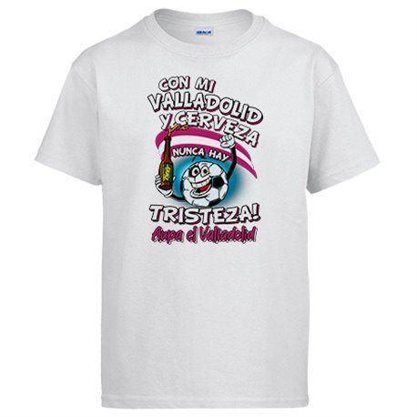 Camiseta frase con mi Valladolid y cerveza nunca hay tristeza para aficionado al fútbol
