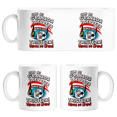 Taza frase con mi Granada y cerveza nunca hay tristeza Graná fútbol
