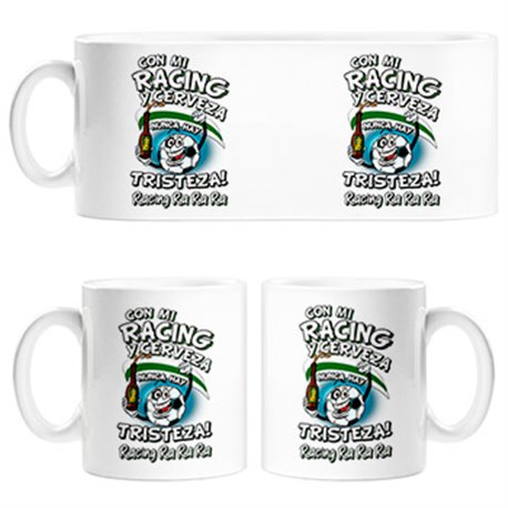 Taza frase con mi Racing y cerveza nunca hay tristeza Santander fútbol