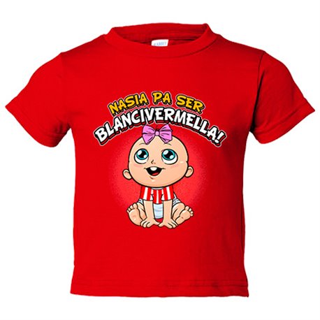 Camiseta bebé nacida para ser Blanc i vermella para aficionado al fútbol de Girona