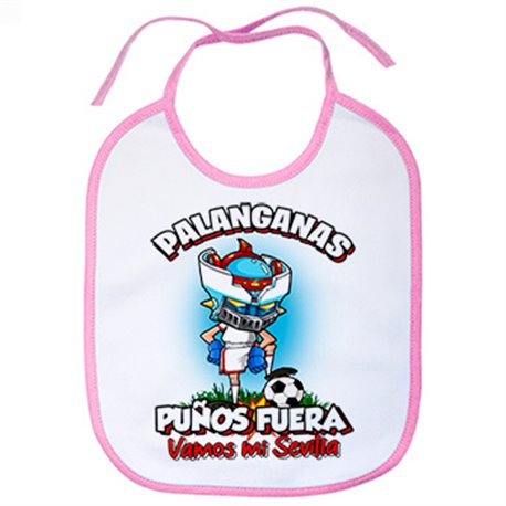 Babero frase palanganas puños fuera parodia robot de los 80 para nostálgicos futboleros de Sevilla