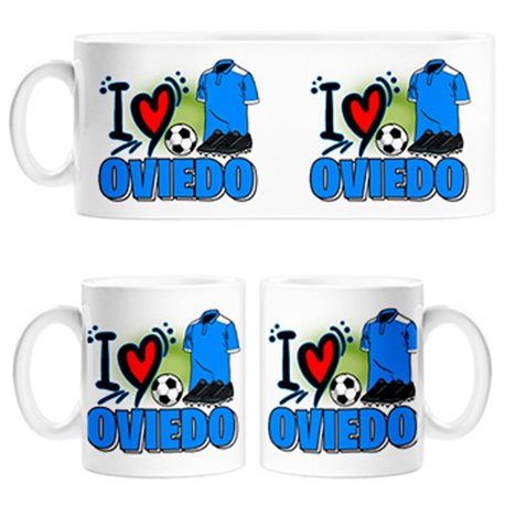 Taza para enamorado de su equipo de fútbol de Oviedo