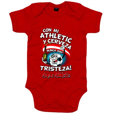 Body bebé con mi Athletic y cerveza nunca hay tristeza para aficionado al fútbol