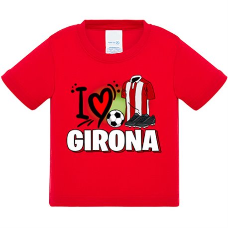 Camiseta bebé para enamorado de su equipo de fútbol de Girona