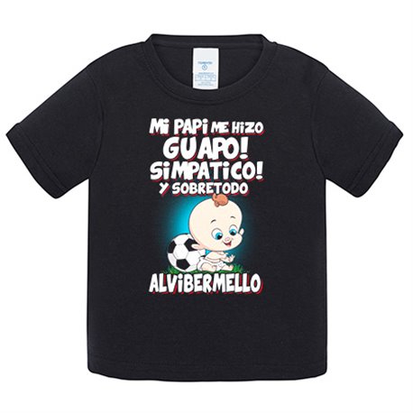 Camiseta bebé mi papi me hizo guapo simpático y sobretodo aficionado al fútbol de Lugo