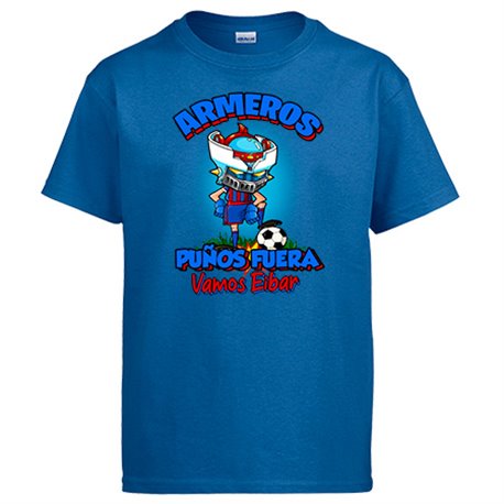 Camiseta frase armeros puños fuera parodia robot de los 80 para nostálgicos futboleros de Eibar