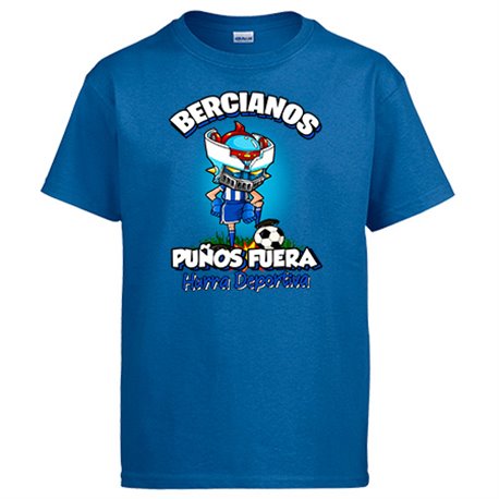 Camiseta frase bercianos puños fuera parodia robot de los 80 para nostálgicos futboleros de la deportiva