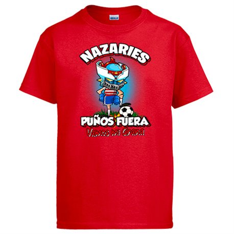 Camiseta frase nazaries puños fuera parodia robot de los 80 para nostálgicos futboleros de Granada