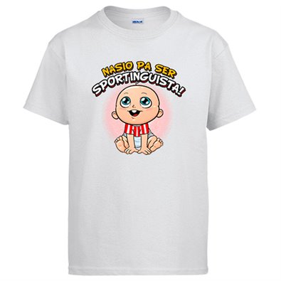 Camiseta nacido para ser Sportinguista para aficionado al fútbol de Gijón