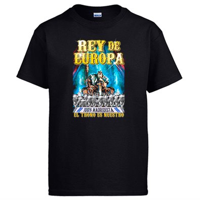 Camiseta Madrid fútbol Rey de Europa El Trono es nuestro