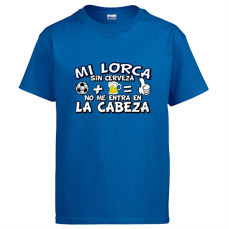 Camiseta Mi Lorca sin Cerveza no me entra en la cabeza frase para futboleros